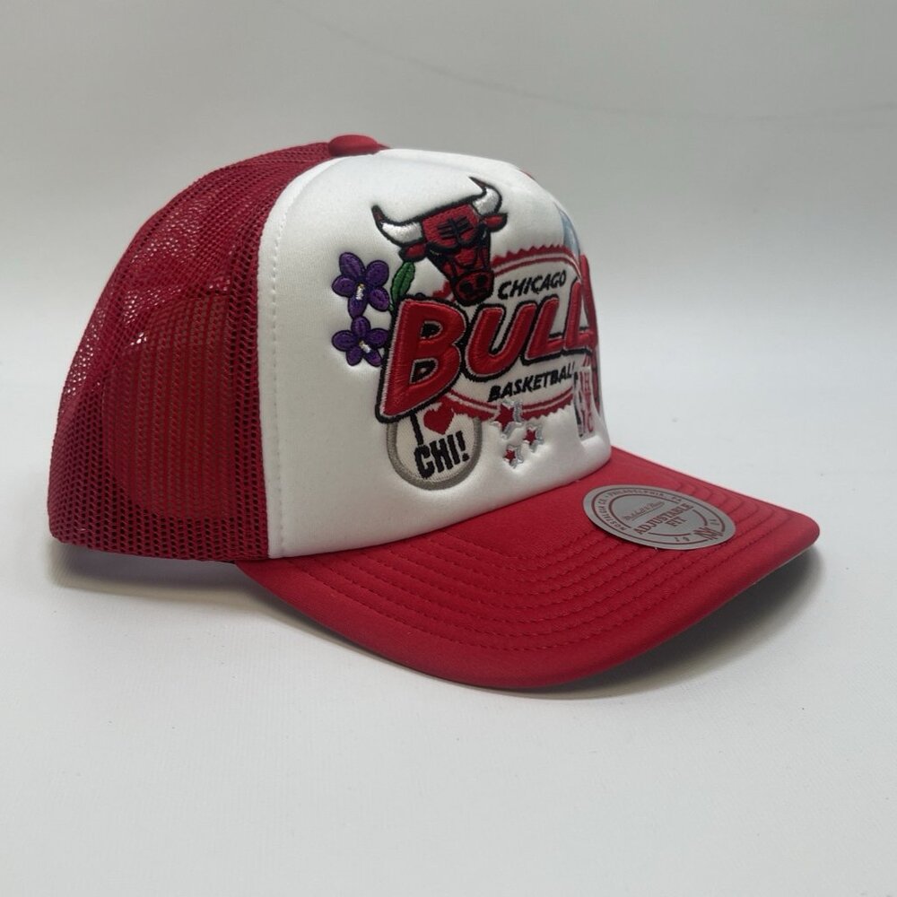 Chicago Bulls Mitchell & Ness Patch Trucker Hat Windy City Adjustable Snapback - Picture 2 of 8